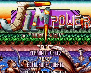 Jim Power in Mutant Planet title screen